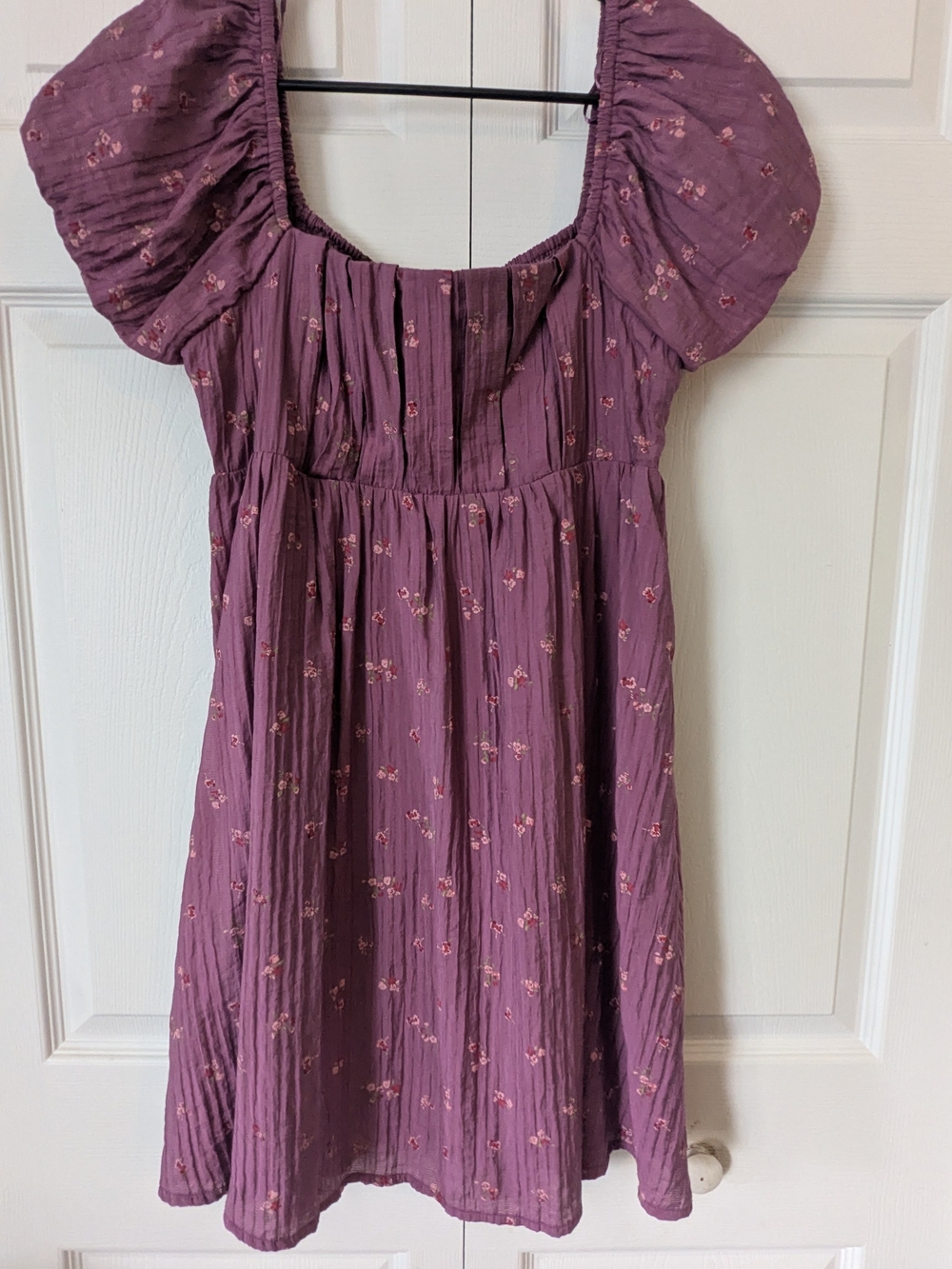 Aeropostale Mauve Floral Puff-Sleeve Casual Dress
